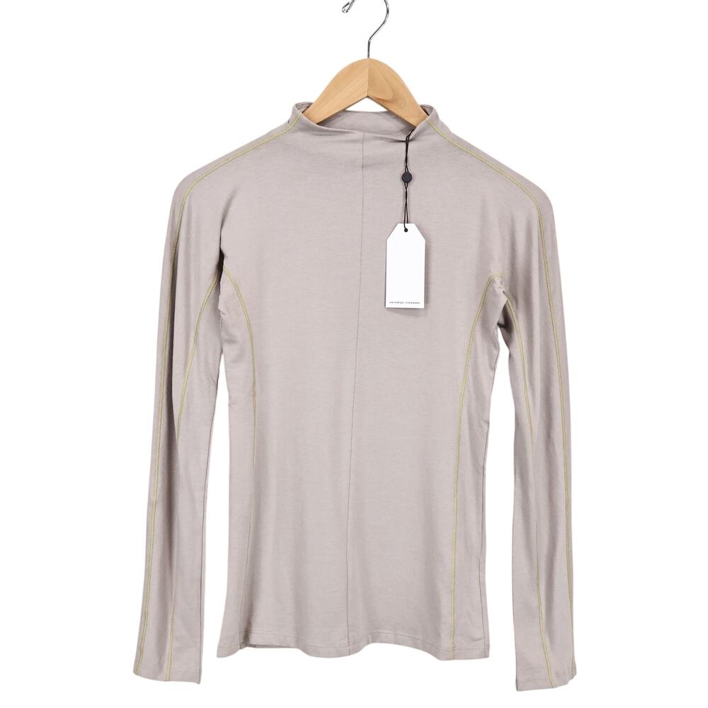 Universal Standard Eris Mock Neck Long Sleeve Contrast Stitch Ash 4XS 00 NWT